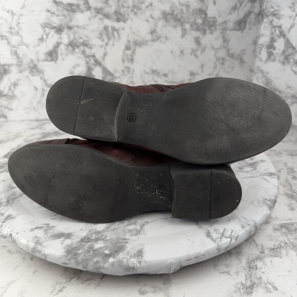 Miz Mooz Womens Siggy Bucket Ankle Boots Size 38/8 Merlot Brown Leather Side Zip - Picture 7 of 10